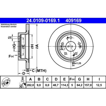 Jeu de 2 disques de frein arrière ATE OEM 42510TA0A01