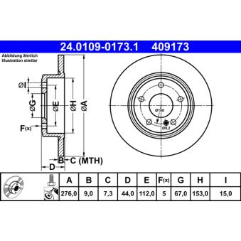 Jeu de 2 disques de frein arrière ATE OEM 2464230012