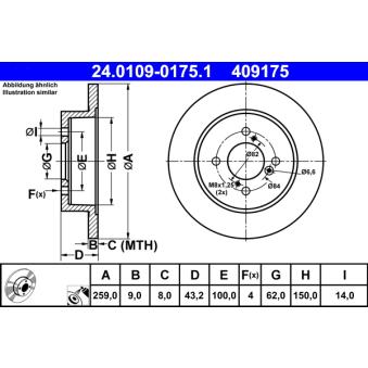 Jeu de 2 disques de frein arrière ATE OEM 5561168L00