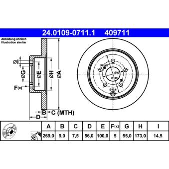 Jeu de 2 disques de frein arrière ATE OEM 4243120390