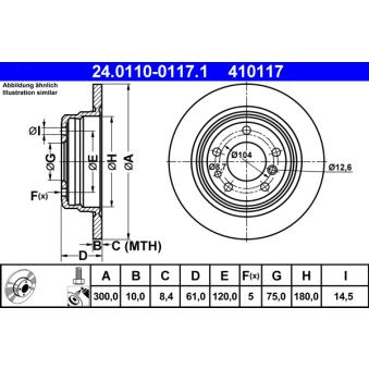Jeu de 2 disques de frein arrière ATE OEM 34211162305