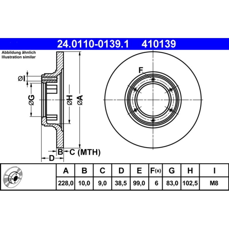Jeu de 2 disques de frein avant ATE 24.0110-0139.1 - Visuel 1