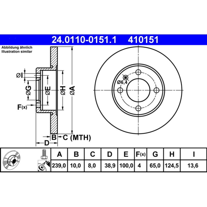 Jeu de 2 disques de frein avant ATE 24.0110-0151.1 - Visuel 1