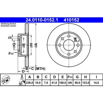 Jeu de 2 disques de frein avant ATE OEM 90086193