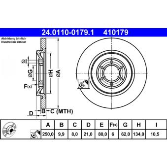 Jeu de 2 disques de frein arrière ATE 24.0110-0179.1