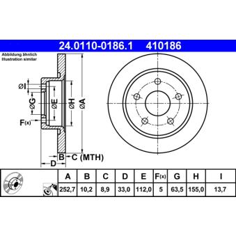 Jeu de 2 disques de frein arrière ATE 24.0110-0186.1