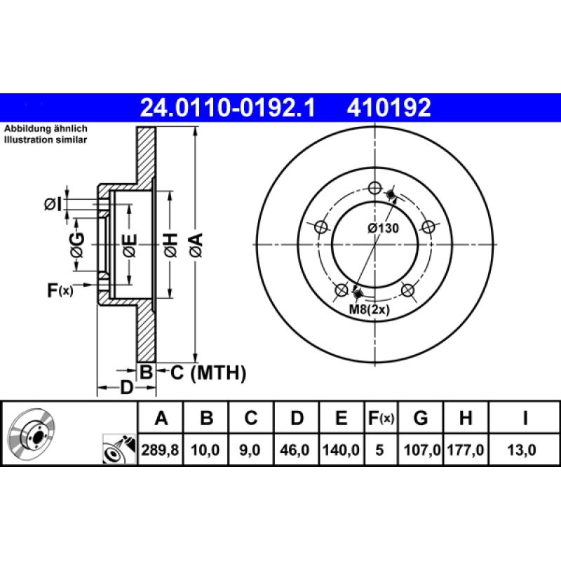 Jeu de 2 disques de frein avant ATE 24.0110-0192.1 - Visuel 1