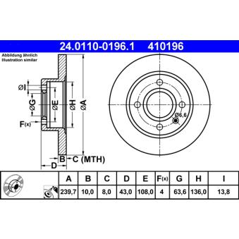 Jeu de 2 disques de frein avant ATE OEM 6191063