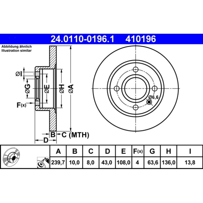 Jeu de 2 disques de frein avant ATE 24.0110-0196.1 - Visuel 1