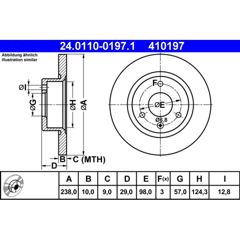 Jeu de 2 disques de frein avant ATE 24.0110-0197.1 - Visuel 1