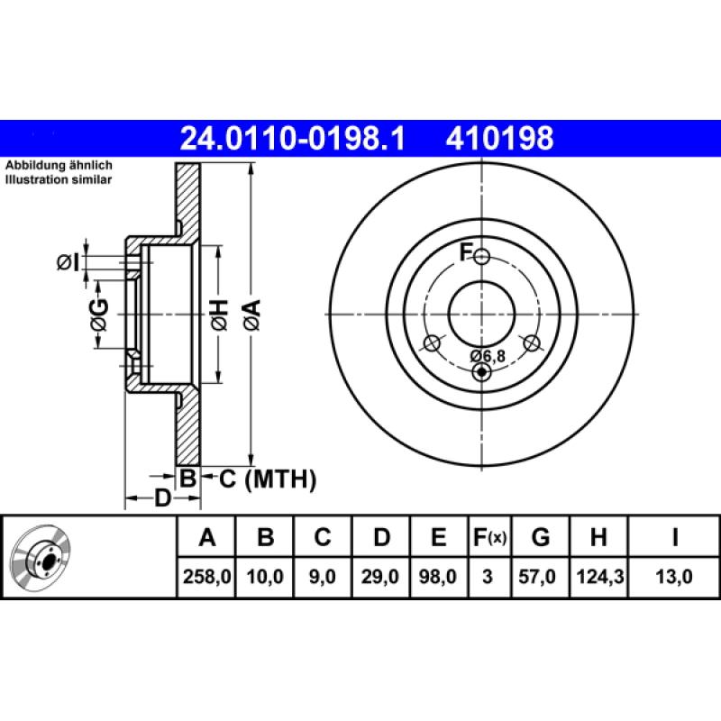 Jeu de 2 disques de frein avant ATE 24.0110-0198.1 - Visuel 1