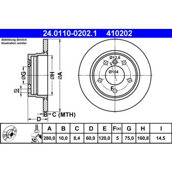 Jeu de 2 disques de frein arrière ATE OEM 34211158936