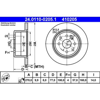 Jeu de 2 disques de frein arrière ATE OEM 90297932 Jeu de 2 disques de frein arrière ATE OEM 90297932