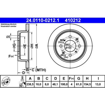 Jeu de 2 disques de frein arrière ATE OEM 42510SH3G00