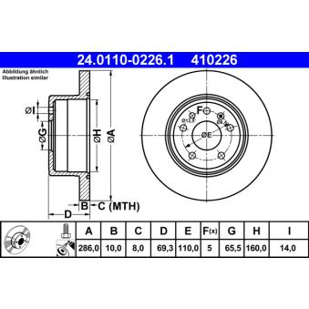 Jeu de 2 disques de frein arrière ATE OEM 4565693