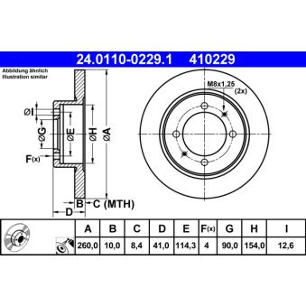 Jeu de 2 disques de frein arrière ATE OEM MB699289