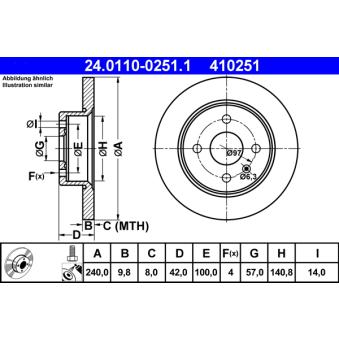 Jeu de 2 disques de frein arrière ATE OEM 9117771