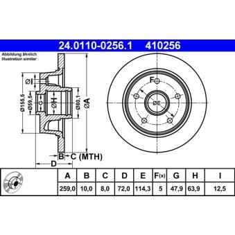 Jeu de 2 disques de frein arrière ATE 24.0110-0256.1