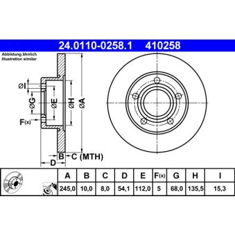 Jeu de 2 disques de frein arrière ATE OEM 4B0615601