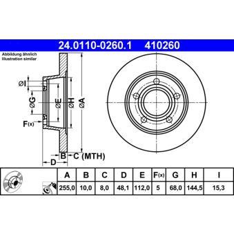 Jeu de 2 disques de frein arrière ATE OEM 4B0615601B