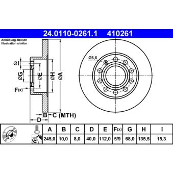 Jeu de 2 disques de frein arrière ATE OEM 8E0615601P