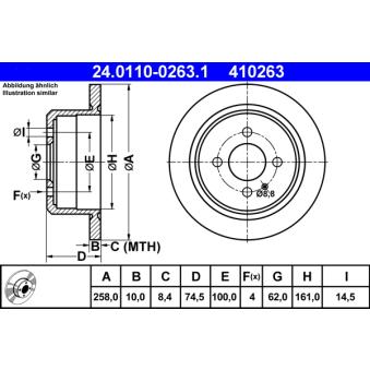 Jeu de 2 disques de frein arrière ATE 24.0110-0263.1
