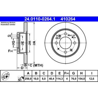 Jeu de 2 disques de frein arrière ATE 24.0110-0264.1