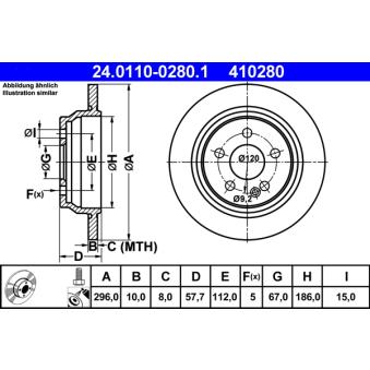 Jeu de 2 disques de frein arrière ATE OEM 6394230112