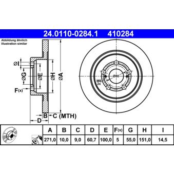 Jeu de 2 disques de frein arrière ATE OEM 4243105040