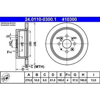 Jeu de 2 disques de frein arrière ATE OEM 0K20H26251