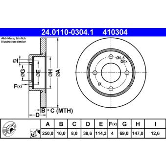 Jeu de 2 disques de frein arrière ATE 24.0110-0304.1