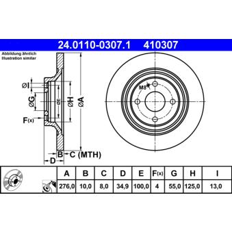 Jeu de 2 disques de frein arrière ATE 24.0110-0307.1