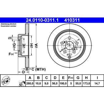 Jeu de 2 disques de frein arrière ATE OEM 4243105030
