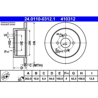 Jeu de 2 disques de frein arrière ATE OEM 584111C800