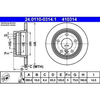 Jeu de 2 disques de frein arrière ATE OEM 34216764647