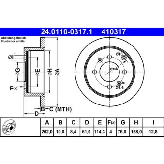 Jeu de 2 disques de frein arrière ATE OEM 584113C000 Jeu de 2 disques de frein arrière ATE OEM 584113C000