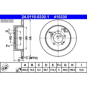 Jeu de 2 disques de frein arrière ATE OEM 1611500480