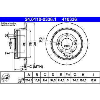 Jeu de 2 disques de frein arrière ATE OEM 584113L000