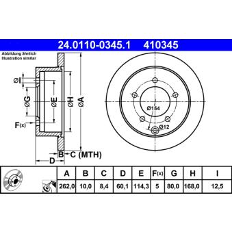 Jeu de 2 disques de frein arrière ATE 24.0110-0345.1