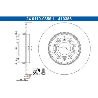 Jeu de 2 disques de frein arrière ATE OEM 5Q0615601D