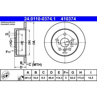 Jeu de 2 disques de frein arrière ATE OEM 4243106120