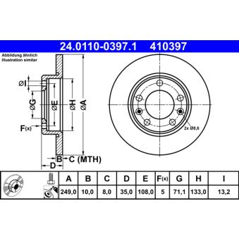 Jeu de 2 disques de frein arrière ATE OEM 1610761980