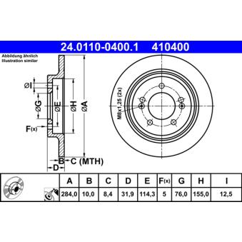 Jeu de 2 disques de frein arrière ATE OEM 584113V500