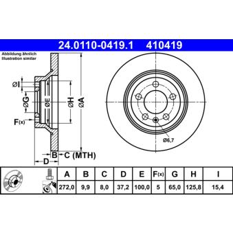 Jeu de 2 disques de frein arrière ATE 24.0110-0419.1 pour ALFA ROMEO 156 30 TFSI - 110cv