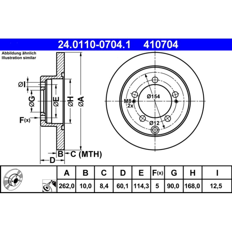 Jeu de 2 disques de frein arrière ATE 24.0110-0704.1 - Visuel 1