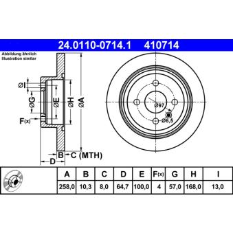 Jeu de 2 disques de frein arrière ATE 24.0110-0714.1