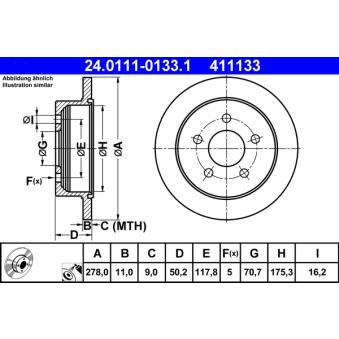 Jeu de 2 disques de frein arrière ATE 24.0111-0133.1