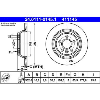 Jeu de 2 disques de frein arrière ATE OEM 1405500 Jeu de 2 disques de frein arrière ATE OEM 1405500