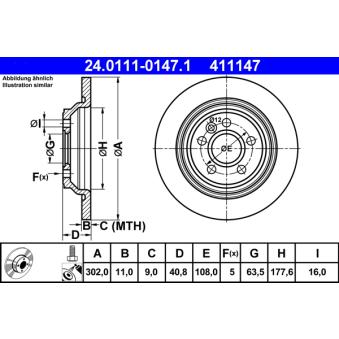 Jeu de 2 disques de frein arrière ATE OEM 31471746
