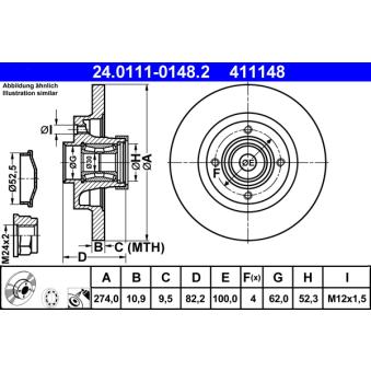 Jeu de 2 disques de frein arrière ATE OEM 7701208230